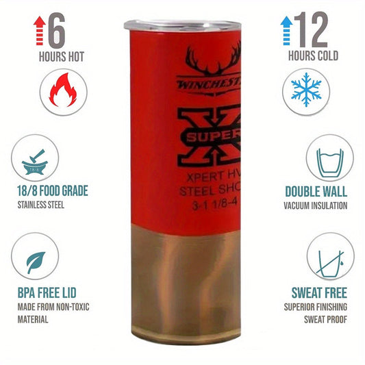 Insulated Hunting Tumbler, 20 oz Antler and Bullet Design with Lid and Straw