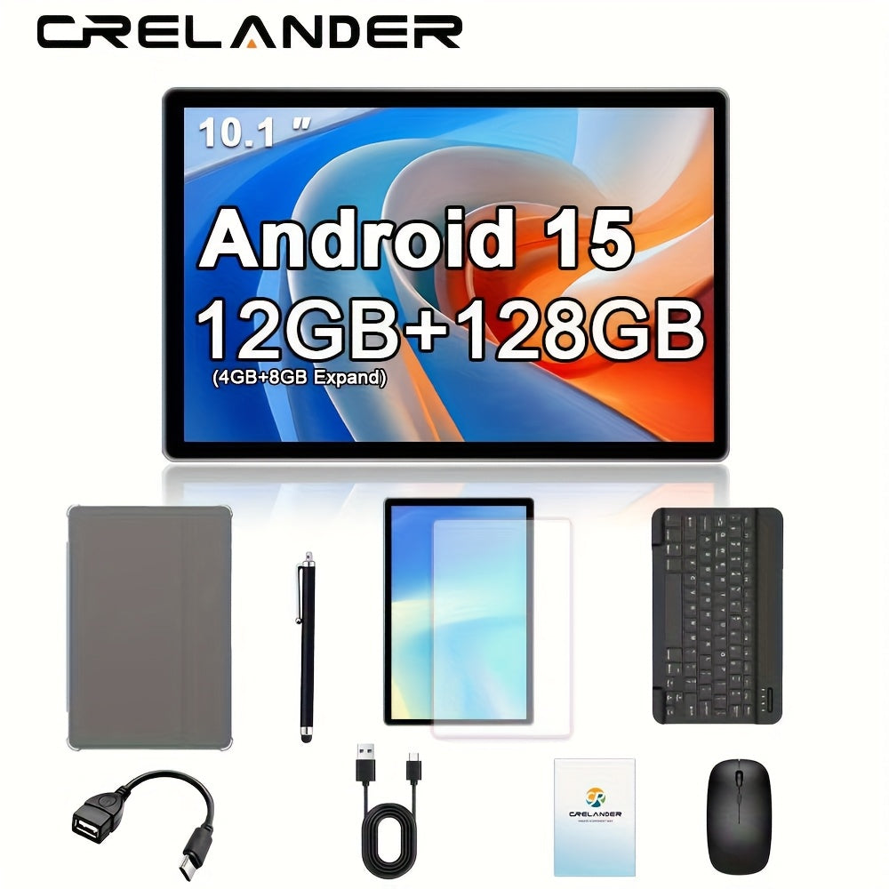 CRELANDER 2-in-1 Tablet 10 Inch 12GB RAM 128GB ROM, W30 Pro 2025 Android Tablet with Keyboard Mouse Stylus Protective Case, IPS Touch Screen 1TB Expandable, Laptop Tablet PC Bundle for Work Study Drawing – W30 Pro Set