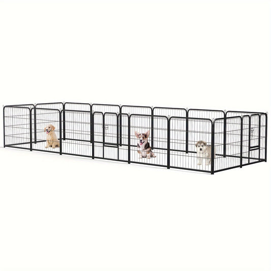 Modular Dog Playpen, 8 or 16 Panels for Indoor and Outdoor Use, 24–40 Inch Options