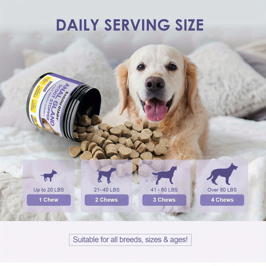 Dog Anal Gland Support Soft Chews with Fiber, Chicken Flavor, 120 Count