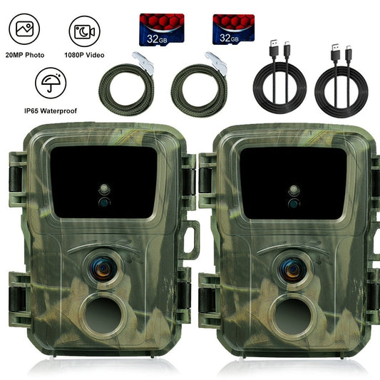 Trail Camera with IR Night Vision, Mini Solar or Non-Solar 2-Pack Options