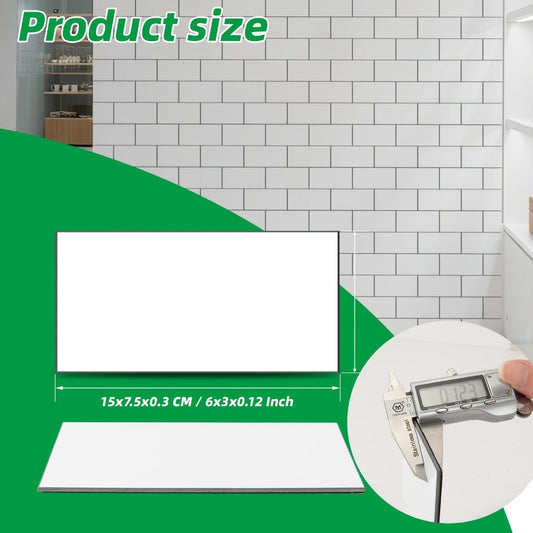 Peel and Stick Subway Tiles, Glossy White PVC, 102 Pieces, 3 x 6 Inches