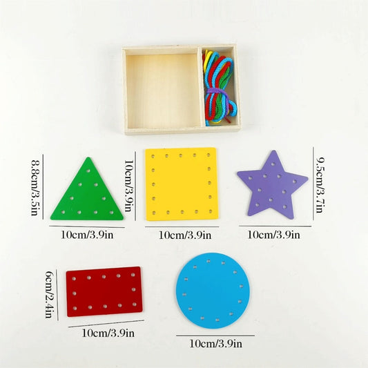 Wooden Lacing Cards for Threading and Shape-Based Activity Play