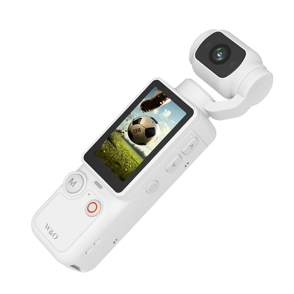 Ultra-Lightweight 4-in-1 Action Camera 1080P | 360° Rotating Lens, Image Stabilization & One-Click Recording – Compact Outdoor Cam for Cycling, Vlogging & Drone-Like Aerial Shooting Effects
