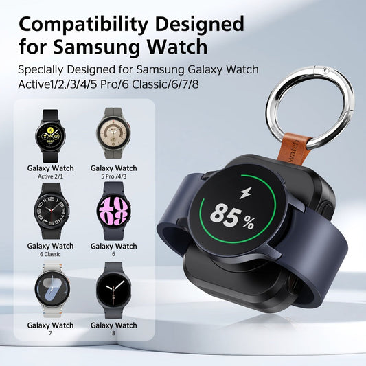 Portable Wireless Charger for Samsung Galaxy Watch, 1200mAh Power Bank with Keychain