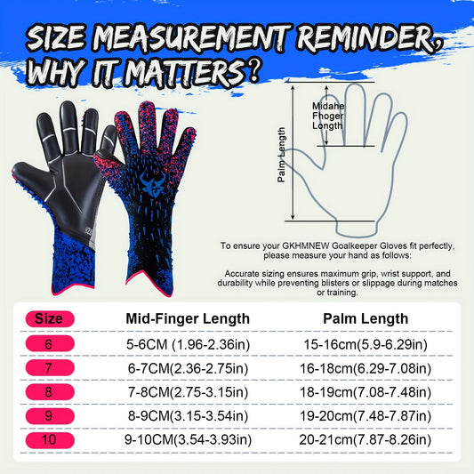 Soccer Goalkeeper Gloves with 4 mm Grip Palm and Ventilated Design, Sizes 6–10