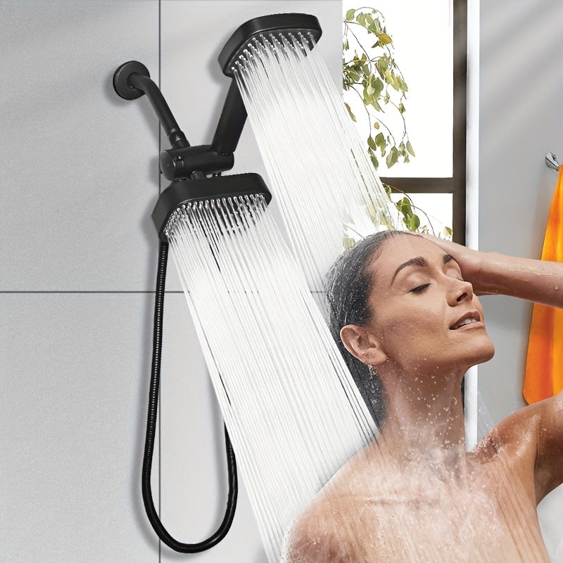 2-in-1 High Pressure Handheld Shower Head Set with Rain Showerhead – Long Hose T-Valve ABS Wall Mount Bathroom Upgrade