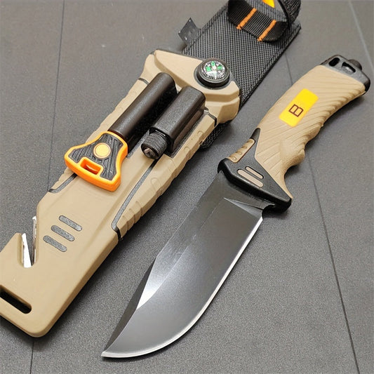 Fixed Blade Camping Knife with Stainless Steel Blade and Protective Sheath