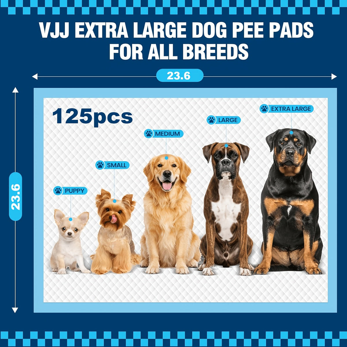 Bulk Pet Pee Pads 50 to 400-Count – Super Absorbent Leak-Proof Disposable Training Pads 23.6"x23.6" | For Dogs, Puppies, Cats & Rabbits | Extra Thick Option Available | Multi-Pet Household Value Pack