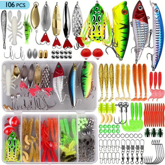 Fishing Lures Kit with Tackle Box, Freshwater Assortment in 78–361 Piece Options