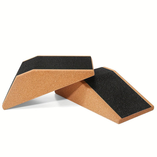 Cork Squat Wedge Blocks, 2-Pack with Anti-Slip Pads and Carry Bag