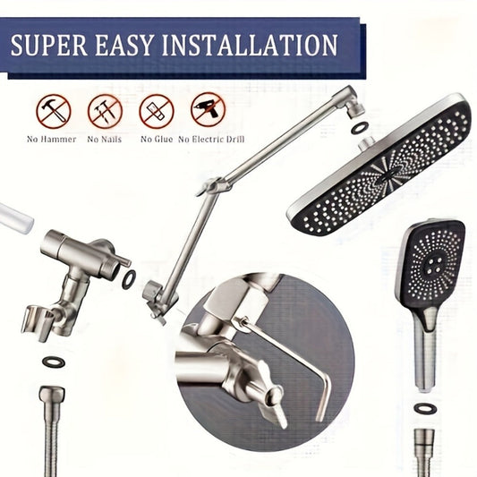 Rain Shower Head with Handheld Combo, 12-Inch with 4 Spray Functions and 71-Inch Hose