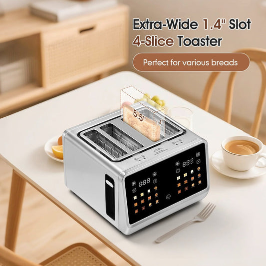 4-Slice Touchscreen Toaster with Dual Controls, Countdown Timer & Stainless Steel Body