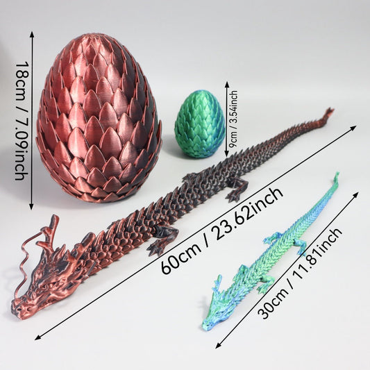 3D-Printed Dragon Egg and Dragon Set, 7.09-Inch Egg and 23.62-Inch Dragon