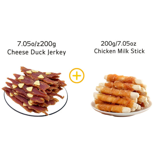 Dog Jerky Treats Variety Pack, Sesame or Cheese Duck Combos, 400 g