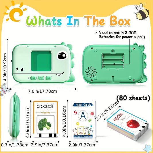 Talking Flashcard Reader with 160 Words, Dinosaur or Unicorn Style
