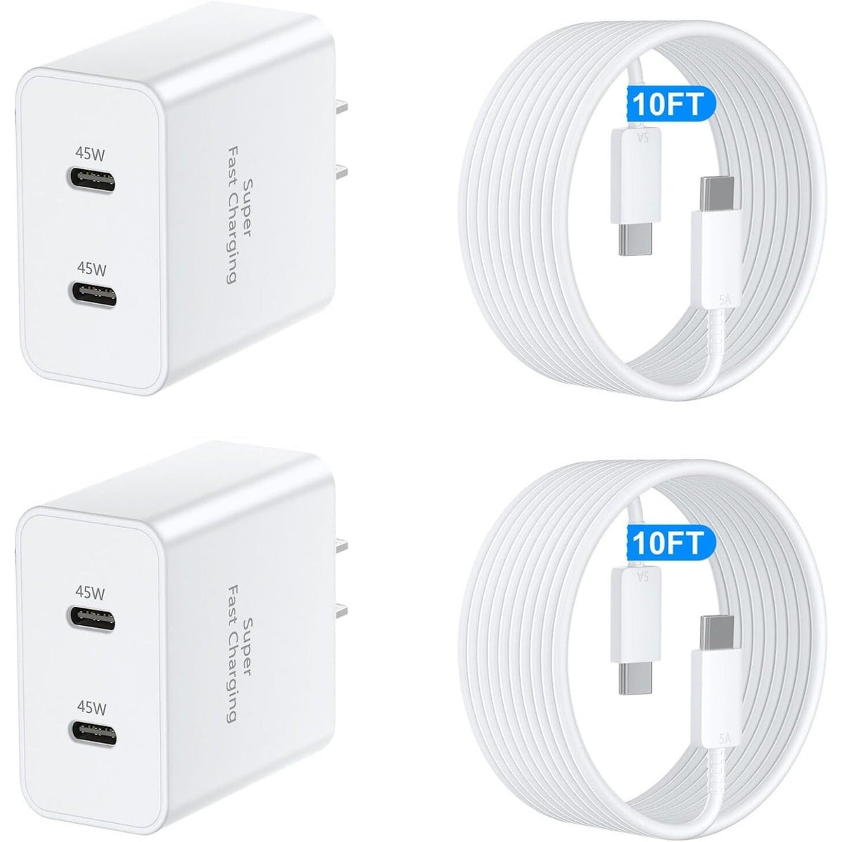 45W Samsung Super Fast Charger USB-C Dual Port Android Fast Charging Block with 10FT Long USB-C Cable for Samsung Galaxy S25 Ultra S25+ S24 Ultra S24 S23 A55 A35 – Purple
