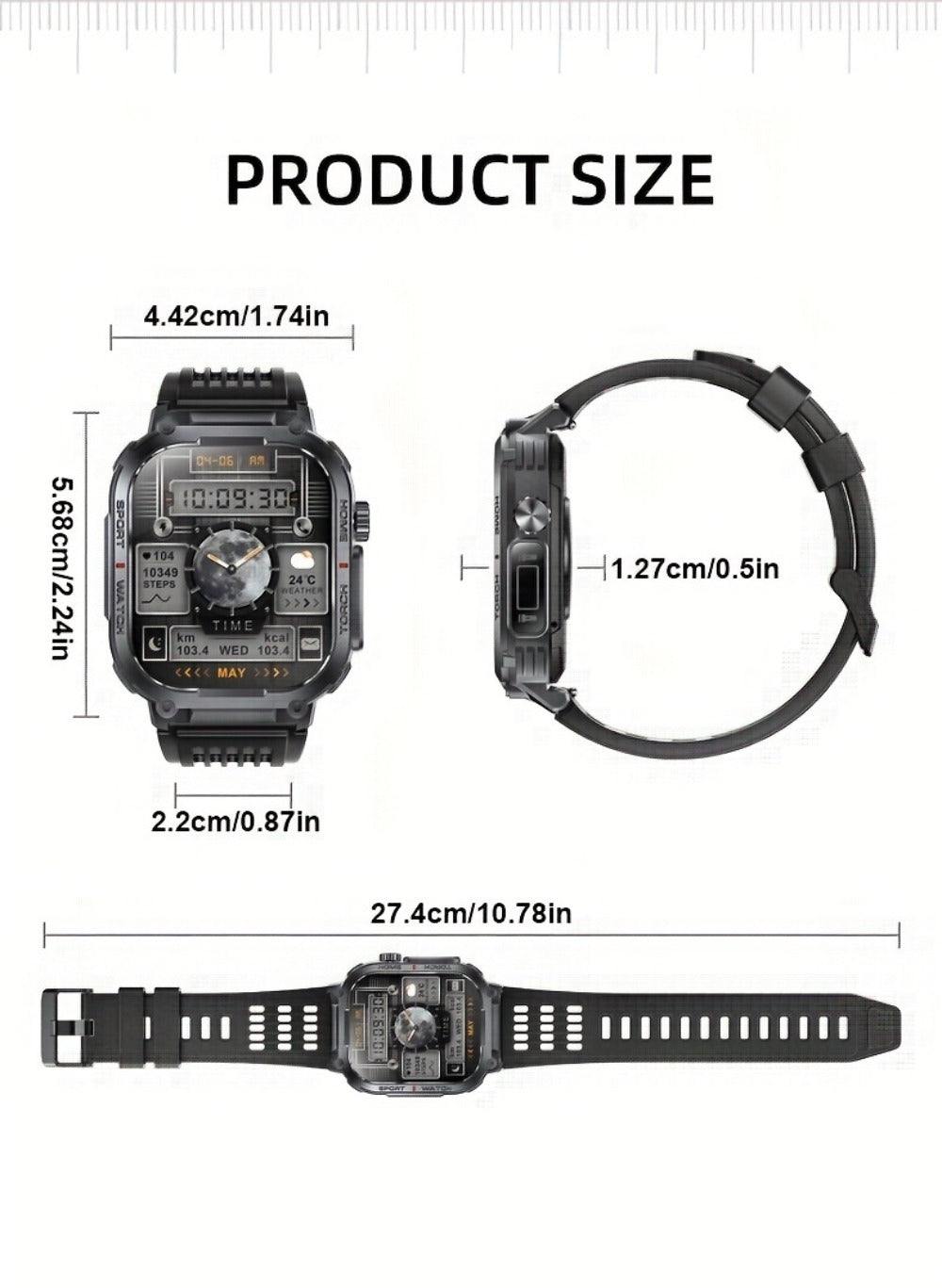 LED Flashlight Smartwatch for Men 2.02 Inch TFT Waterproof Wireless Calling Sleep Monitor Pedometer Activity Tracker iOS Android – Gift for Dad Boyfriend Husband