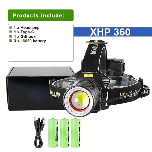 XHP360 Rechargeable Headlamp with Motion Sensor, 90° Tilt and Telescopic Zoom