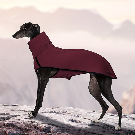 High Neck Dog Coat Pullover - Solid Color Woven Polyester Dog Jacket, Machine Washable, XL to 4XL