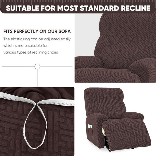 Recliner Slipcover with Side Pocket, Stretch Fabric and Machine-Washable Design