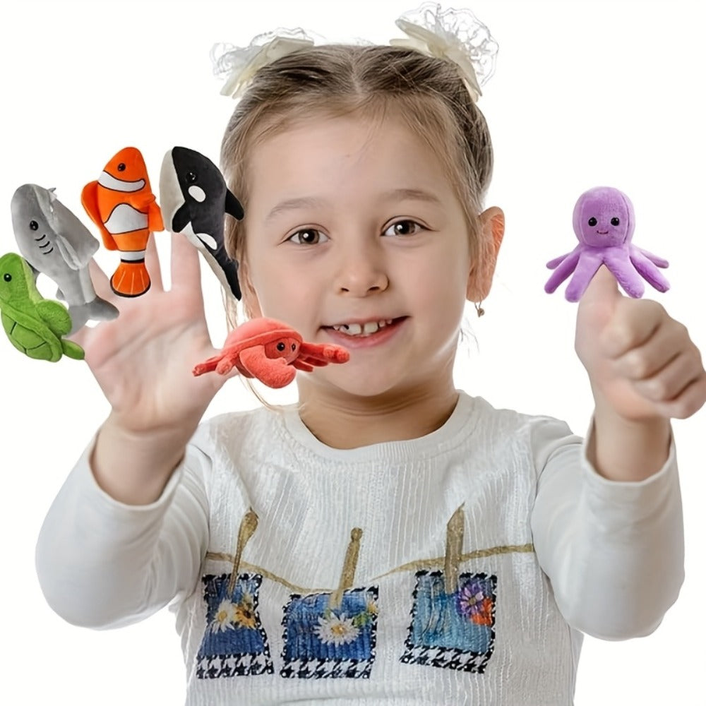 Sea Animal Finger Puppets Set, 6 Piece Ocean Creature Puppets for Storytelling and Role Play