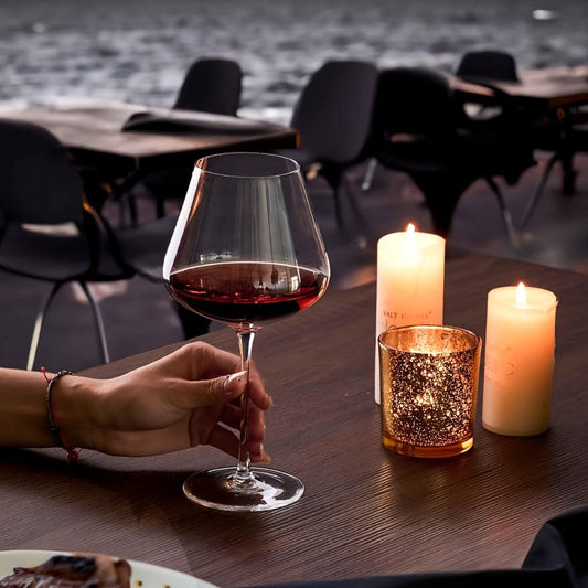 Red Wine Glasses, Hand-Blown 23 oz Crystal Burgundy Stemware, Set of 4