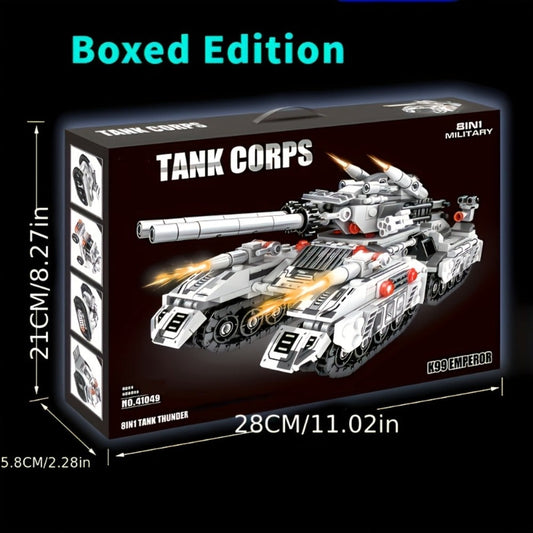 8-in-1 Snow Tank Building Block Set, 1628 Pieces, 9 Military Models