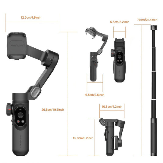 Smartphone Gimbal Stabilizer AOCHUAN Smart X Pro Combo with RGB Light and OLED Display