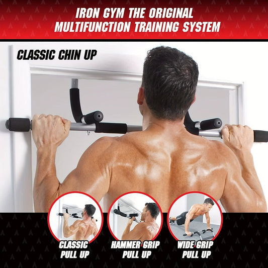 Doorway Pull-Up Bar with Multi-Grip Design and No-Screw Mounting, Black