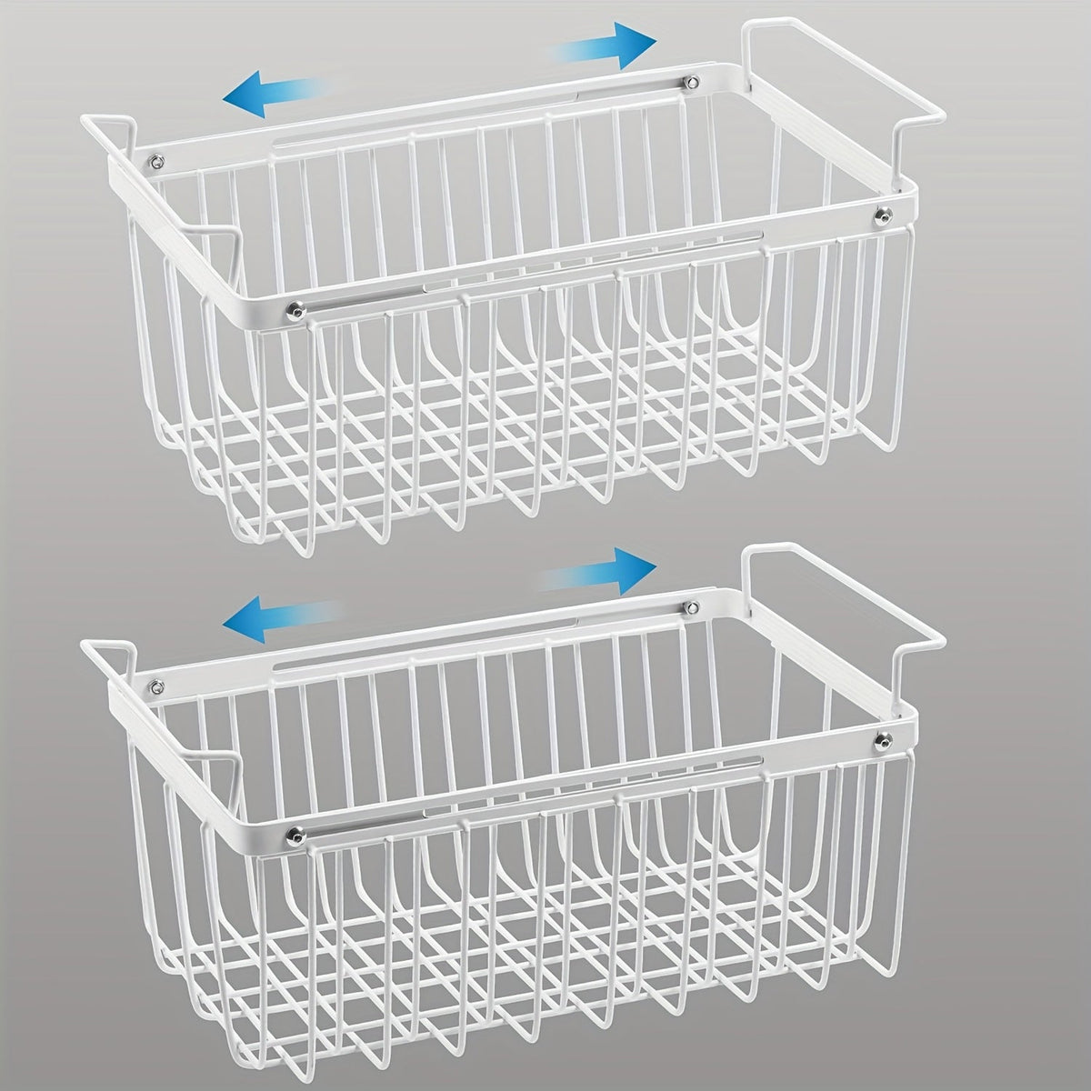 Freezer Organizer Bins, Expandable Chest Freezer Baskets with Hanging Handles – Adjustable Wire Basket 15.6" to 24.3", Heavy-Duty Iron Rust-Proof Deep Freezer Storage for Most Chest Freezers, 2 Pack