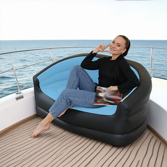 Portable Inflatable Sofa in Coffee and Black for Indoor and Outdoor Lounging