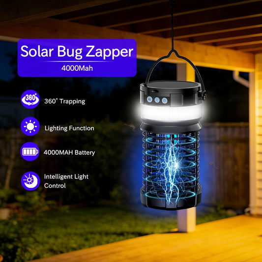 Solar Bug Zapper with 4000mAh Battery, Remote Control and Night Light