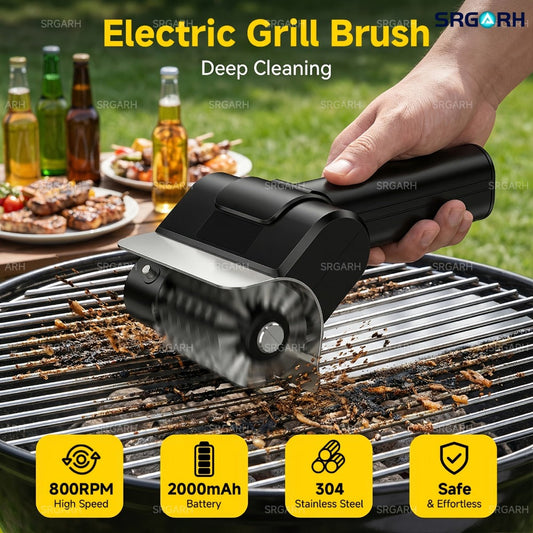 Electric BBQ Grill Brush, Cordless 800 RPM Cleaner with 2000mAh Battery