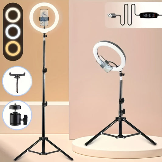 LED Ring Light for Photography, Streaming & Makeup, 10- and 18-Inch Models