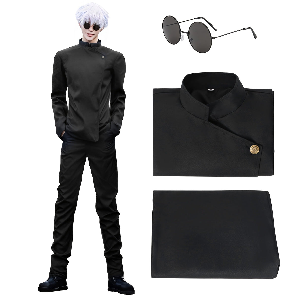Jujutsu Kaisen Cosplay Costume Uniform – High School Satoru Gojo & Suguru Geto Outfit Set for Men, Anime Convention Halloween Gift, Sizes S to XXL