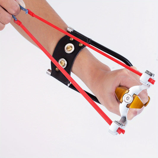 Metal Slingshot with Wrist Brace, Spare Rubber Bands and Clay Balls, CKDG