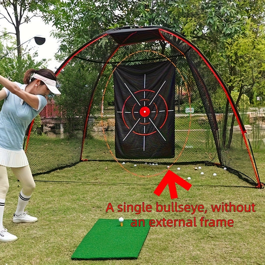 Golf Practice Target with Multiple Zones, Frameless No-Net Design in Black