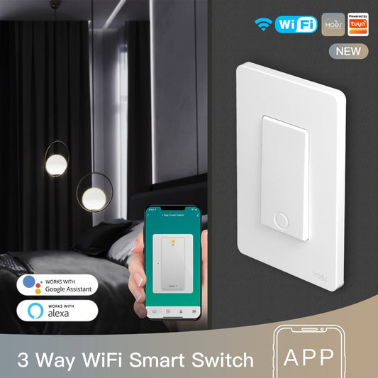Smart Light Switch, MOES Single-Pole and 3-Way WiFi 3-Pack, Neutral Wire Required