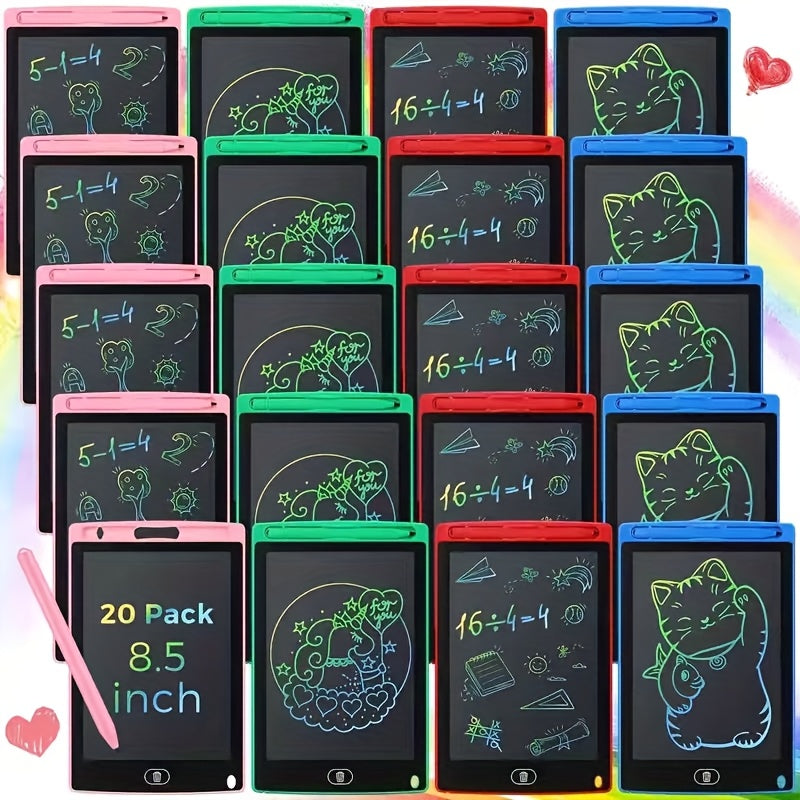 LCD Doodle Board Bulk Pack 10 or 20 Pack – 8.5 Inch Reusable Erasable Drawing Tablet for Kids Ages 3-8 | Colorful Educational Toy | Classroom Party Favor Birthday Gift