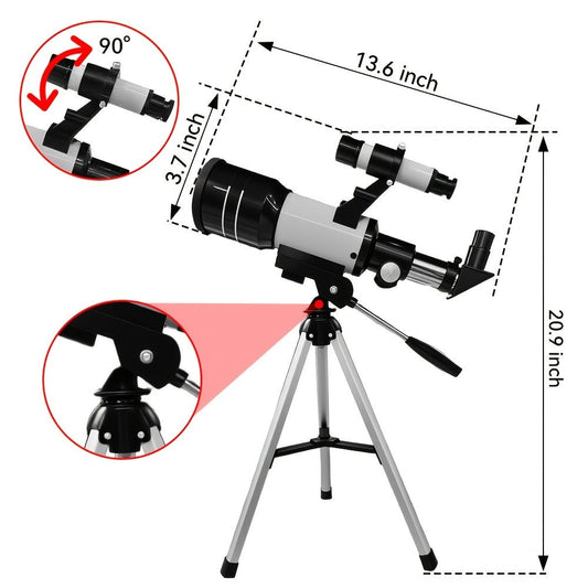 Refractor Telescope F30070 with 70mm Aperture, Tripod & Phone Adapter
