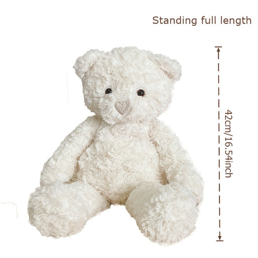 White Teddy Bear Stuffed Animal with Loving Heart Design