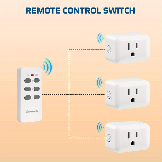 Wireless Remote Control Outlet Switch, 10A RF Plug-In Kit, 3 or 5 Outlets