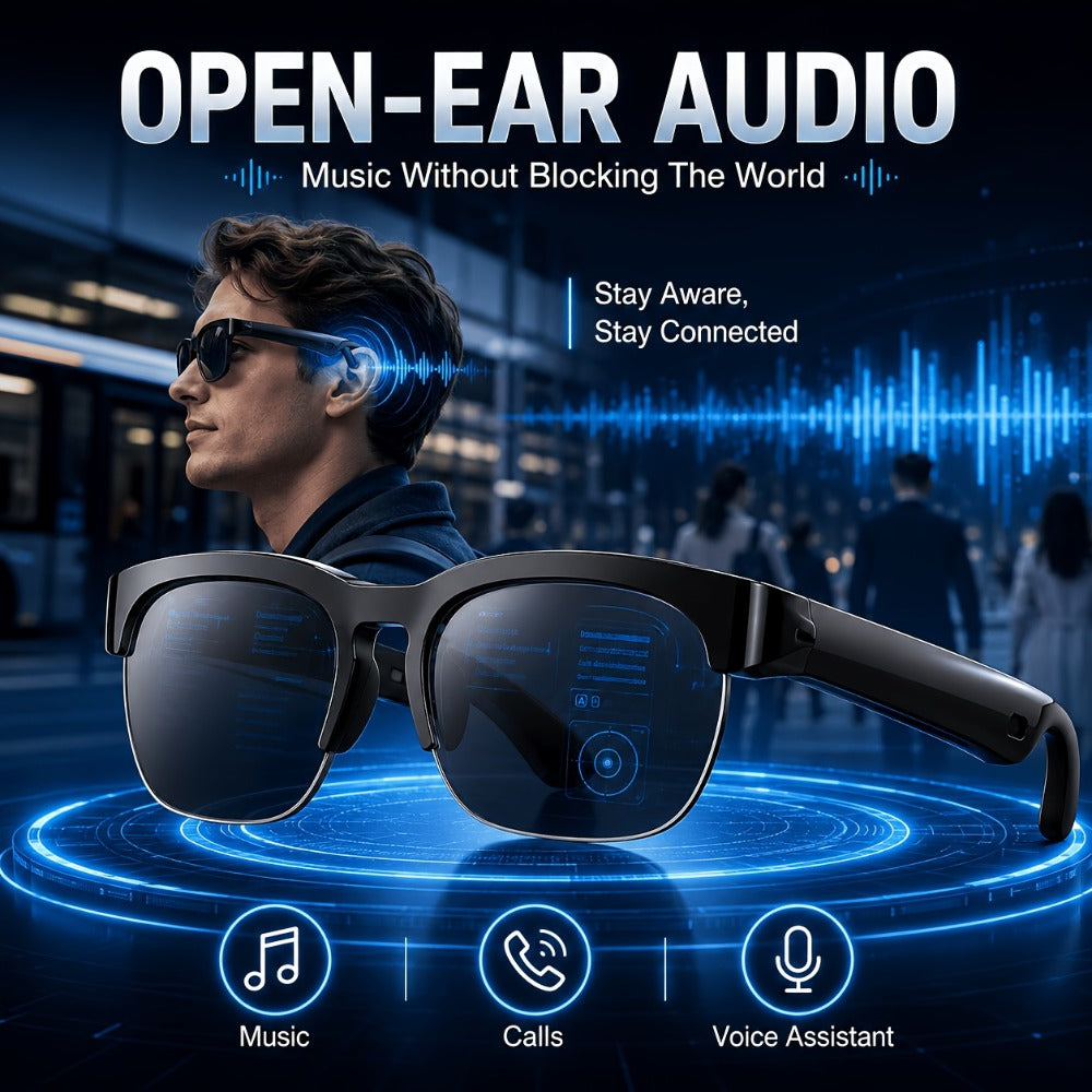 Open Ear Audio Glasses Gift Set with Case - AI Translation, Bluetooth Calling & Wireless Music, Built-in Mic, Hands-Free, Smart Fashion Glasses for Travel Driving Outdoor Business 2026