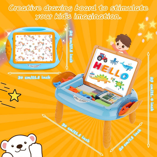 Magnetic Doodle Board, Double-Sided Foldable Drawing Easel for Kids – Portable Writing Board in 6 Colors