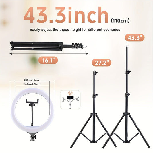Dimmable LED Ring Light for Vlogging & Makeup, Standard and RGB Model Options