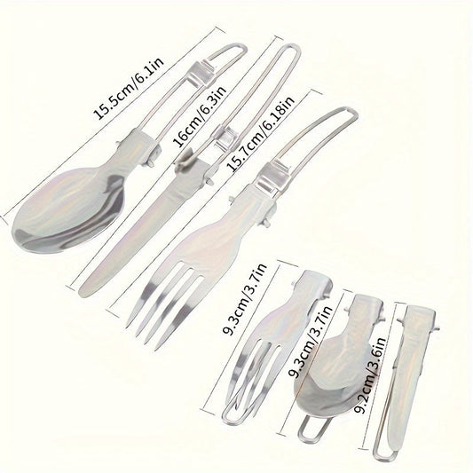 Stainless Steel Camping Cookware Set with Pot and Utensils, Orange or Green