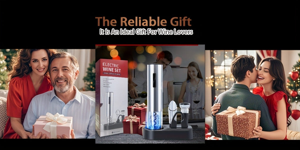 Electric Wine Opener Set – Rechargeable Automatic Corkscrew with Wine Aerator Dispenser, Vacuum Stopper & Foil Cutter for Any Occasion Gift