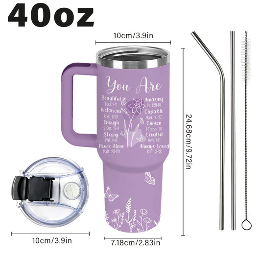Christian Insulated Tumbler 40 oz with Lid and Straw for Everyday Use