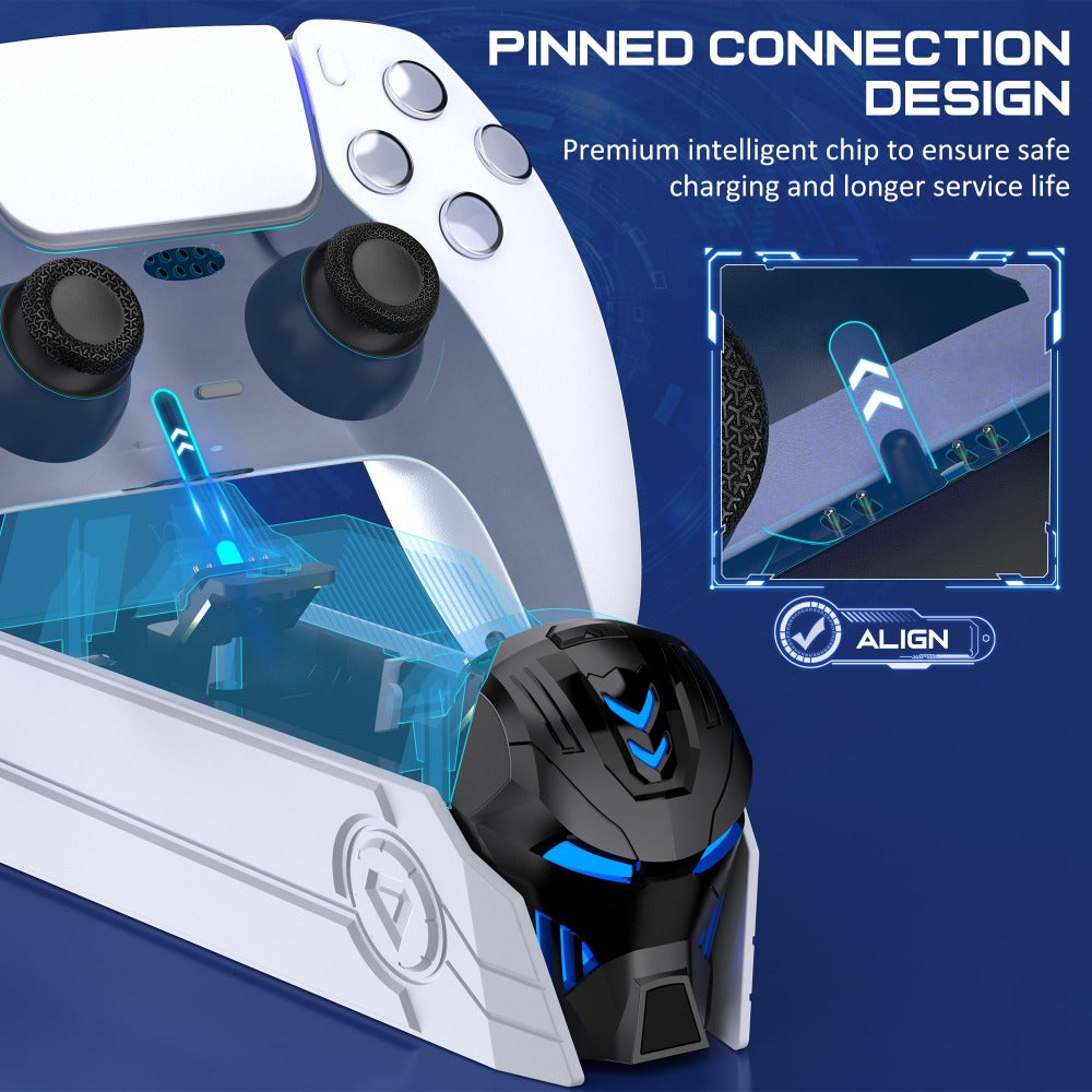 DualSense & DualSense Edge PS5 Controller Charging Station with LED Light – Dual Fast Charging Dock for PlayStation 5 Controllers, Cool Design PS5 Charger Stand for DualSense / Edge Controller